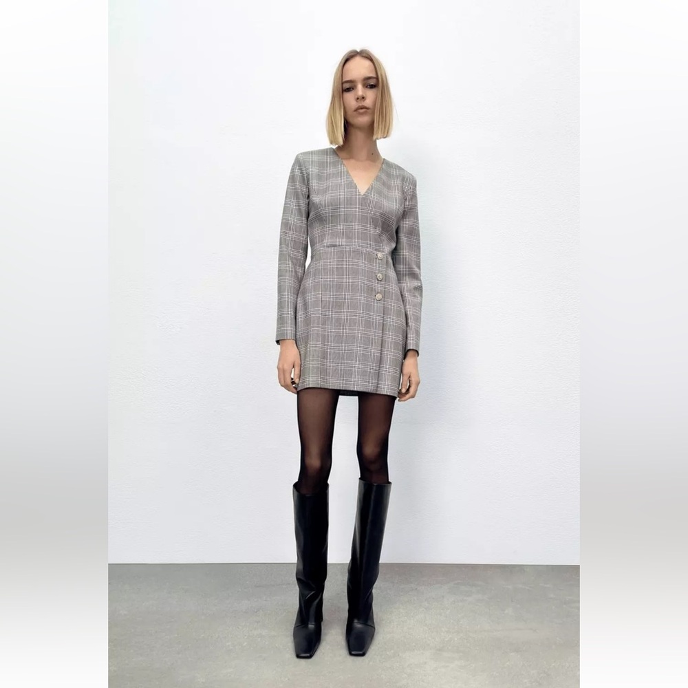 Zara plaid blazer jewel dress NWT bloggers favorite size XS women /blazer Dress/
